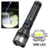 White Led Light Super Power Long Distance Flashlight Shot 1000 Meter Use 26650 Battery Type C Rechargeable Tactical Flashlight