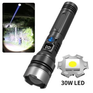 White Led Light Super Power Long Distance Flashlight Shot 1000 Meter Use 26650 Battery Type C Rechargeable Tactical Flashlight