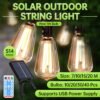 H4c955f365c154afb88e238860a7a60bay G40 Solar String Light IP65 Waterproof Remote Control LED Solar Garden Lights Outdoor for Wedding Patio Garland Decor zhengjie
