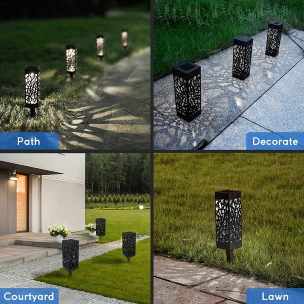 Solar Powered Outside Decoration Waterproof Garden Landscape LED Solar Stake Spike Walkway Pathway Light for Patio Courtyard