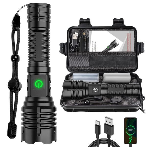 Banral LED Flashlight 10000lm with Replaceable Battery IP65 Waterproof Flashlight With Replaceable Battery