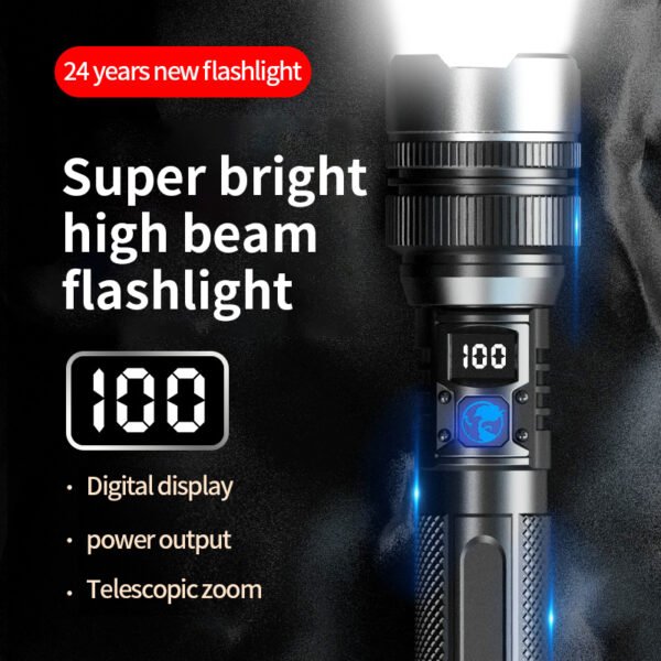Ha8b2a4ef0bd048ca856f03053da69728E.jpg White Led Light Super Power Long Distance Flashlight Shot 1000 Meter Use 26650 Battery Type C Rechargeable Tactical Flashlight