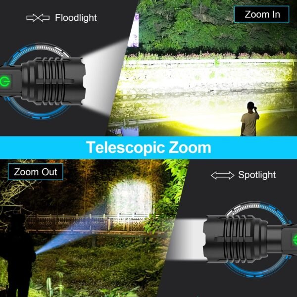 Banral LED Flashlight 10000lm with Replaceable Battery IP65 Waterproof Flashlight With Replaceable Battery