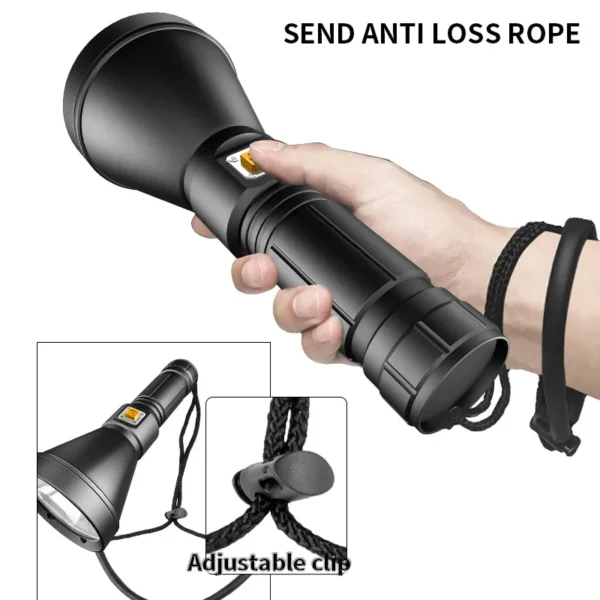 XHP90 Large Reflector Fixed-Focus Waterproof Professional Diving High-Intensity Flashlight for Use in Water and on Land