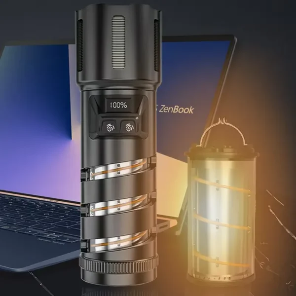 e5a41d29663ea726afaaf485e645e719 New Cross-Border Product: 30W LED Ultra-Bright Long-Range Multifunctional Digital Battery Level Display White Laser Detachable Camping Lamp