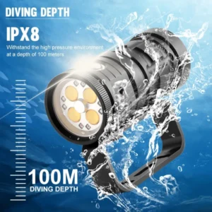 IPX Waterproof Diving Flashlight, High Bright Underwater LED Dive Light