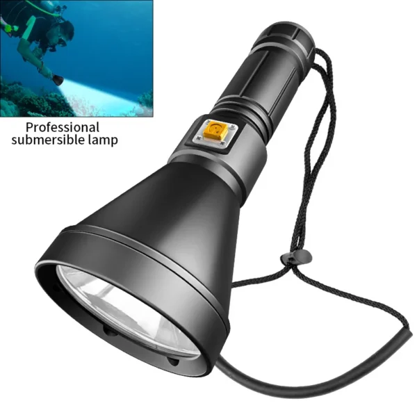 XHP90 Large Reflector Fixed-Focus Waterproof Professional Diving High-Intensity Flashlight for Use in Water and on Land